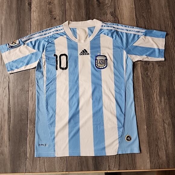 Lionel Messi Argentina 2010-2011 Home Soccer Jersey Adidas Football Shirt Sz M